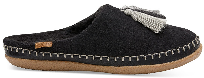 TOMS Dámské černé pantofle Blk Wool/Tassels Ivy 37,5