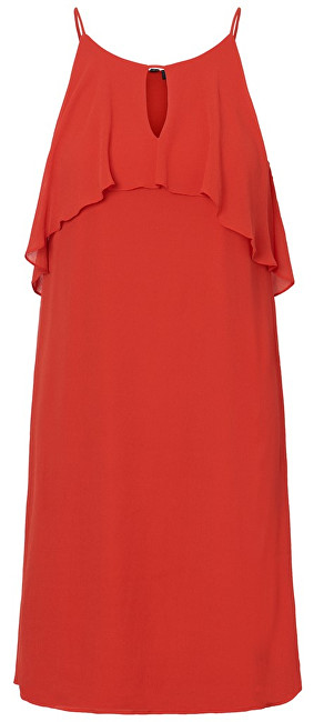 Vero Moda Dámské šaty Alba S/L Abk Dress Wvn Fiery Red XL