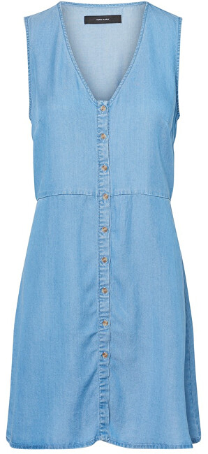 Vero Moda Dámské šaty Coco Mia Sl Short Dress Ga Medium Blue Denim XL
