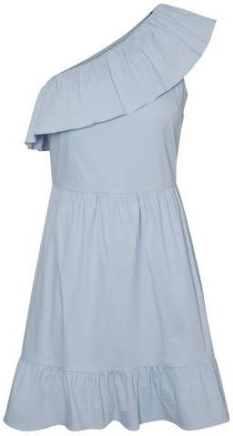 Vero Moda Dámské šaty Sia One Shoulder Frill Short Dress Cerulean S