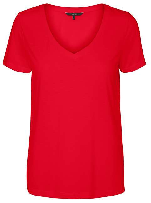 Vero Moda Dámské triko Spicy V-neck Ss Top Color Chinese Red XS