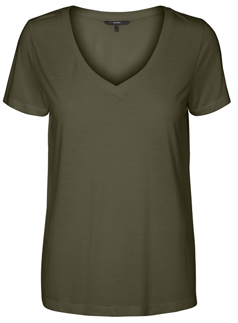Vero Moda Dámské triko Spicy V-neck Ss Top Color Ivy Green L