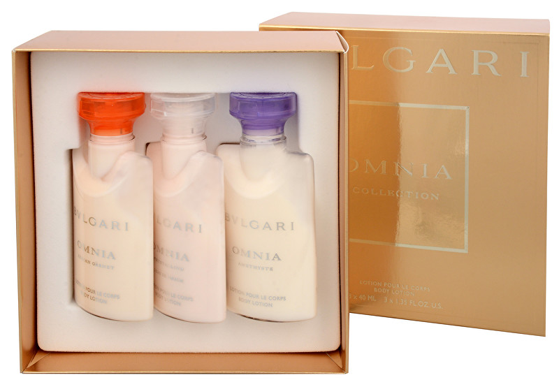 Bvlgari Omnia Amethyste - tělové mléko 40 ml + Omnia Indian Garnet - tělové mléko 40 ml + Omnia Crystalline L`Eau De Parfum - tělové mléko 40 ml