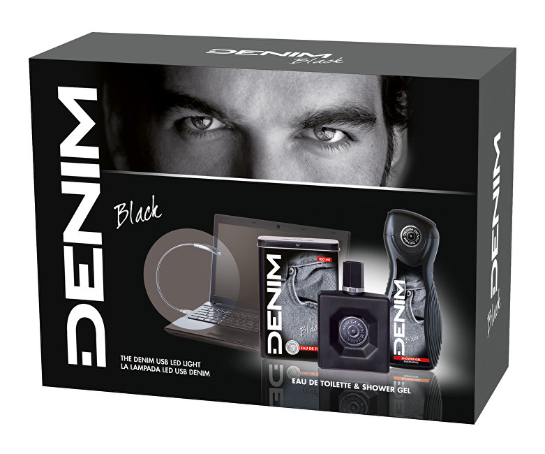 Denim Black - EDT 100 ml + sprchový gel 250 ml + světlo k počítači