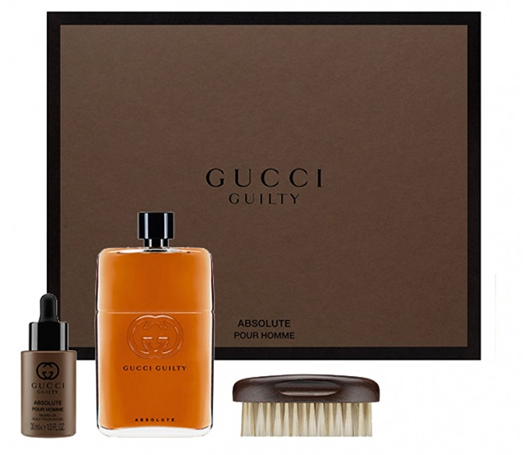 Gucci Guilty Absolute - EDP 90 ml + olej na vousy 30 ml + kartáč na vousy - SLEVA - poškozená krabička