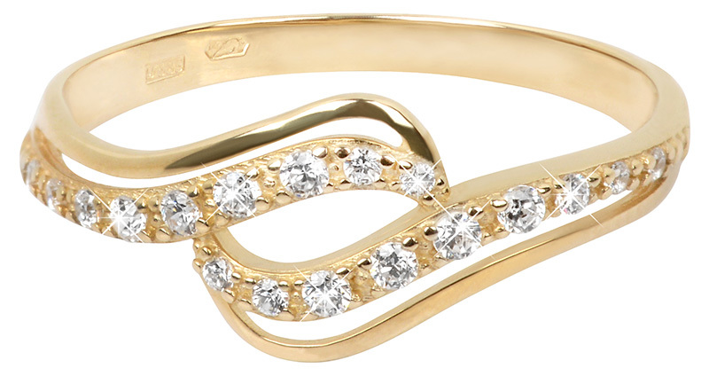 Brilio Zlatý prsten s čirými krystaly 229 001 00638 56 mm