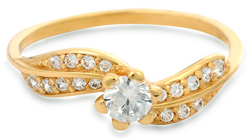 Brilio Zlatý prsten s krystaly 229 001 00509 - 1,45 g 55 mm