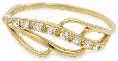 Brilio Zlatý prsten s krystaly 229 001 00624 - 1,35 g 54 mm