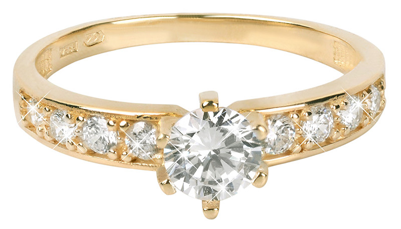 Brilio Zlatý prsten s krystaly 229 001 00761 54 mm