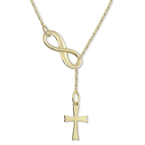 Brilio Zlatý originální náhrdelník Nekonečno s křížkem 273 001 00132 - 2,25 g