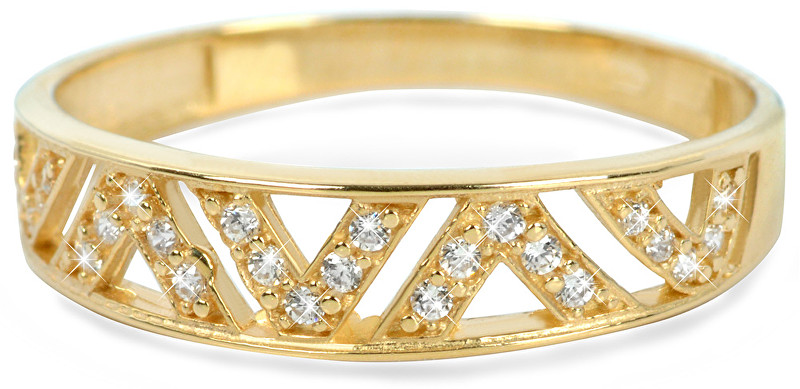 Brilio Zlatý prsten s krystaly 229 001 00722 53 mm