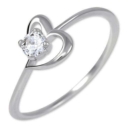 Brilio Silver Stříbrný zásnubní prsten s krystalem Srdce 426 001 00535 04 54 mm