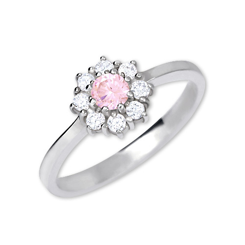 Brilio Silver Stříbrný zásnubní prsten 426 001 00432 04 - růžový 54 mm