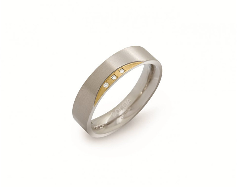 Boccia Titanium Pozlacený titanový prsten s diamanty 0138-04 54 mm