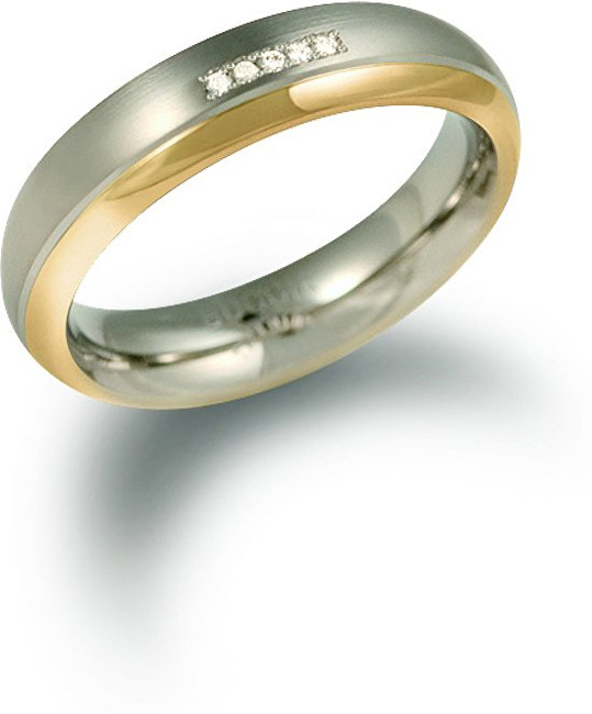 Boccia Titanium Pozlacený titanový snubní prsten s diamanty 0130-10 56 mm
