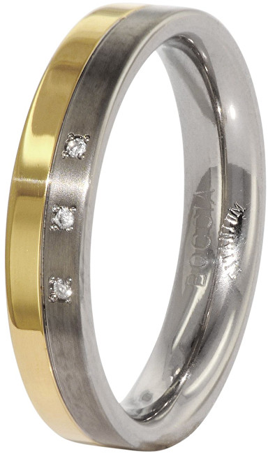 Boccia Titanium Snubní titanový prsten s diamanty 0129-04 58 mm