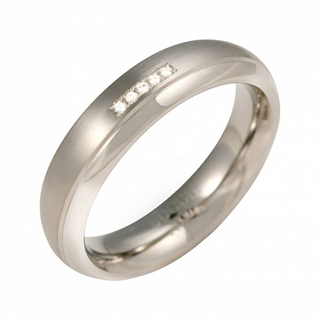 Boccia Titanium Titanový snubní prsten s diamanty 0130-09 53 mm