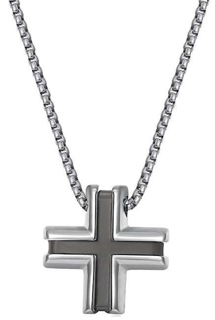 Brosway Pánský ocelový náhrdelník s křížkem District BIT01