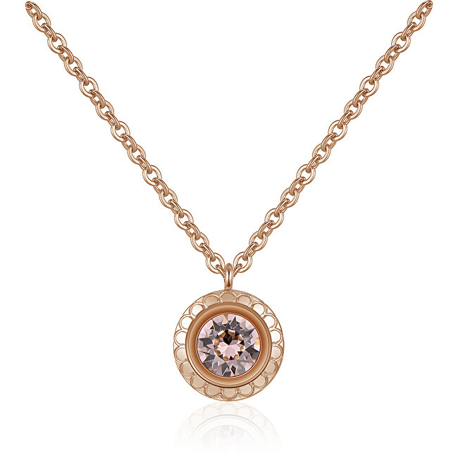 Brosway Růžově zlacený ocelový náhrdelník s krystalem Magic BGI07