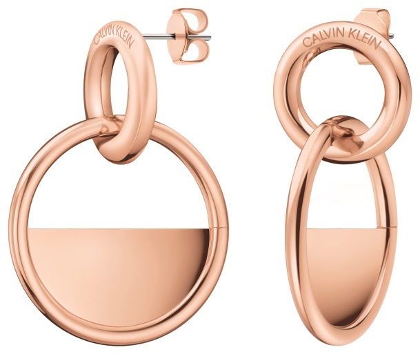 Calvin Klein Luxusní růžově pozlacené náušnice Locked KJ8GPE100100