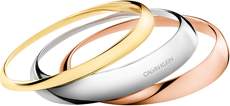 Calvin Klein Luxusní sada tří pevných náramků Groovy KJ8QDD30010 M (6,2 x 4,9 cm)