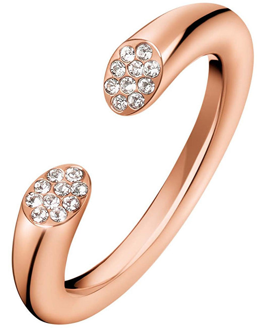 Calvin Klein Otevřený růžově pozlacený prsten s krystaly Brilliant KJ8YPR1401 55 mm