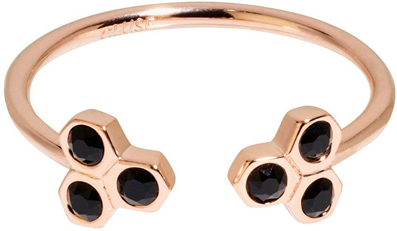 Cluse Bronzový prsten s černými krystaly CLJ40008 54 mm