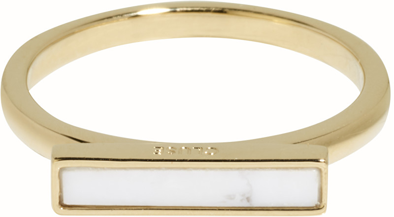 Cluse Stříbrný pozlacený prsten s mramorovou platformou CLJ41002 52 mm