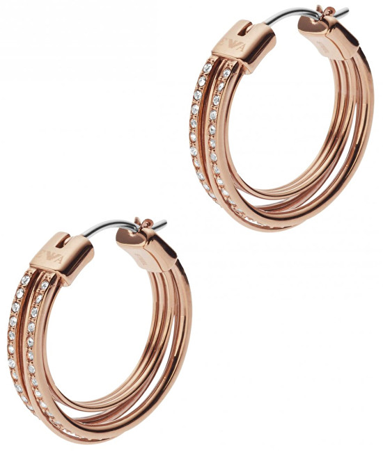 Emporio Armani Bronzové náušnice kruhy s krystaly EGS2196221