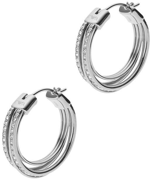 Emporio Armani Ocelové náušnice kruhy s krystaly EGS2195040