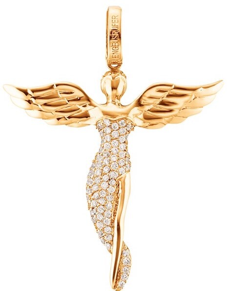Engelsrufer Pozlacený stříbrný přívěsek Anděl se zirkony ERP-ANGEL-G 5,2 cm ER0222