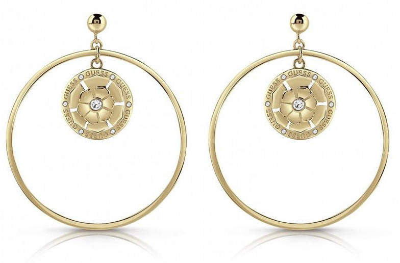 Guess Dlouhé zlacené náušnice UBE28058