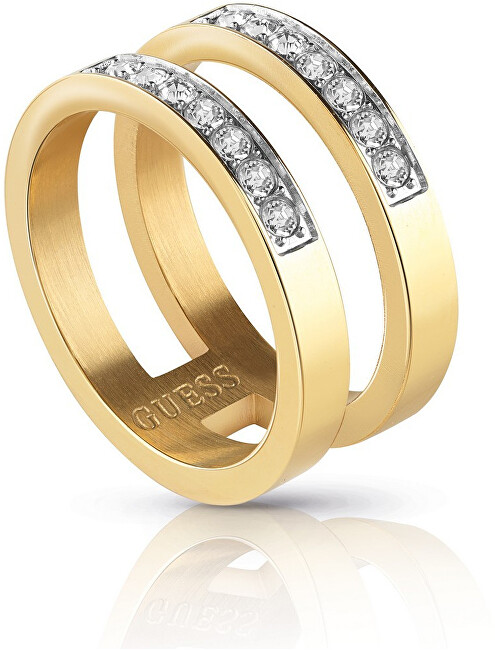 Guess Dvojitý pozlacený prsten s krystaly UBR78007 52 mm
