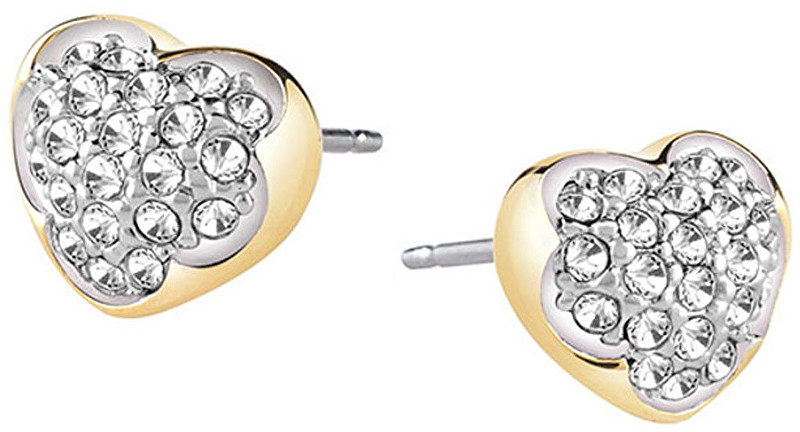Guess Pozlacené náušnice srdíčka s krystaly UBE71515