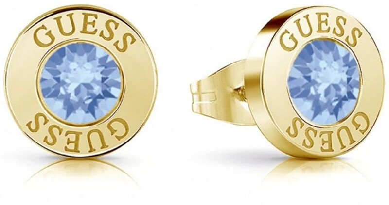 Guess Pozlacené peckové náušnice UBE78098