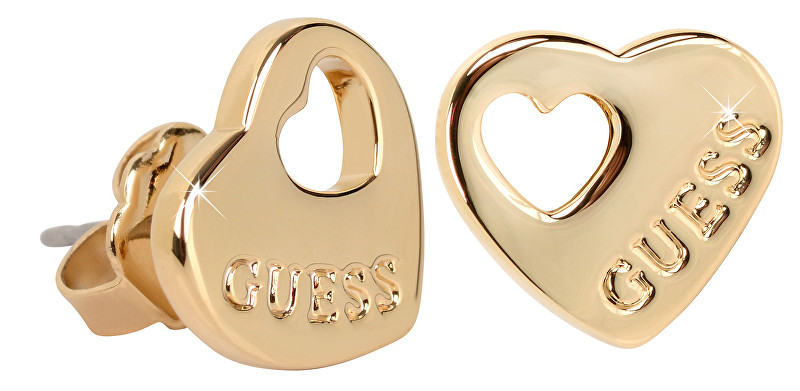 Guess Pozlacené srdíčkové náušnice UBE82040