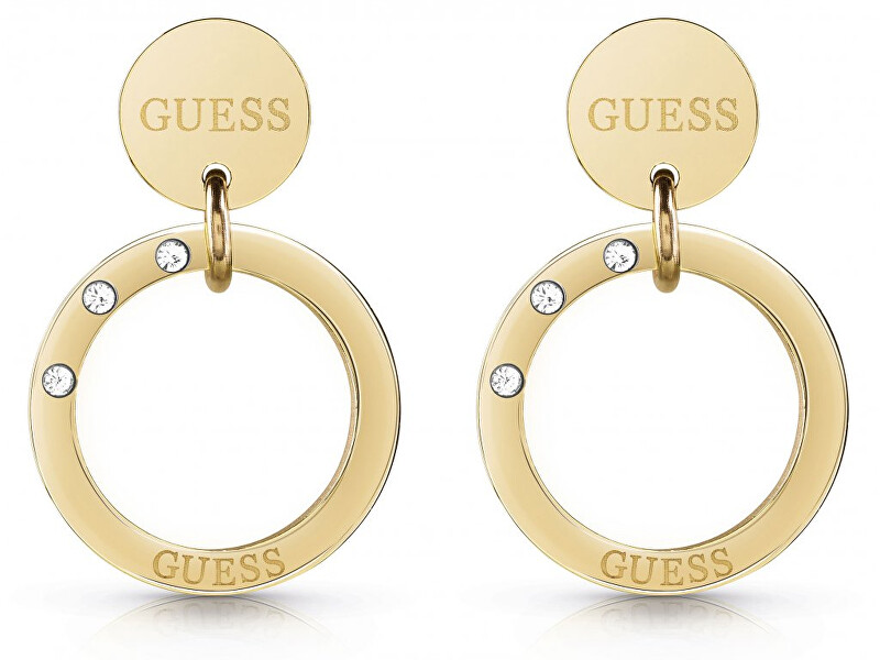Guess Slušivé pozlacené náušnice UBE29031