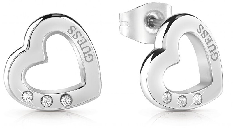 Guess Srdíčkové náušnice pecky UBE29058