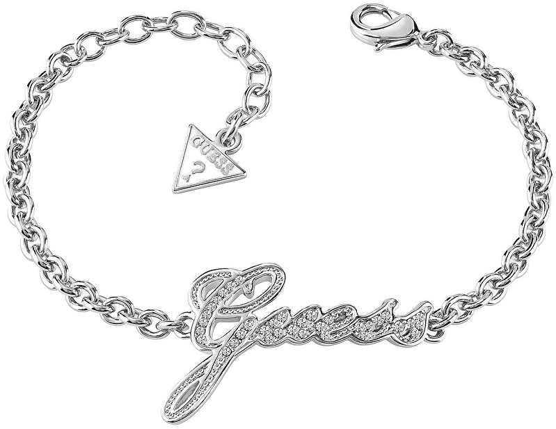 Guess Stylový náramek s třpytivým nápisem UBB82063-S