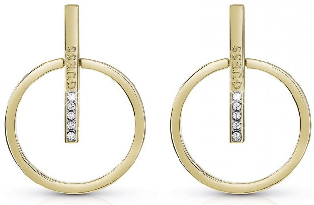 Guess Trendy pozlacené náušnice s krystaly UBE84100