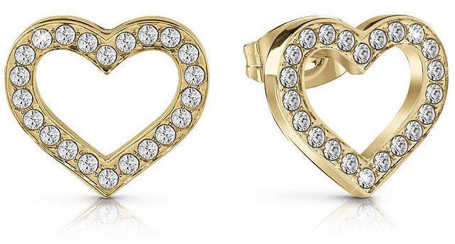 Guess Třpytivé srdíčkové náušnice UBE28004