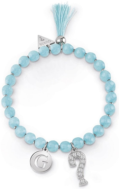 Guess Tyrkysový korálkový náramek se střapcem UBB85035-S