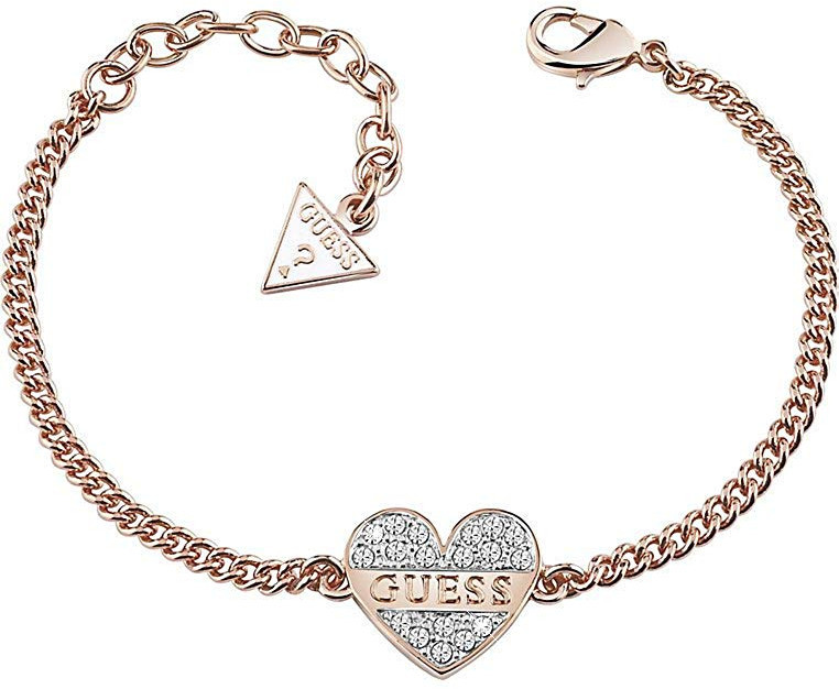 Guess Luxusní bronzový náramek s třpytivým srdcem UBB83086-S