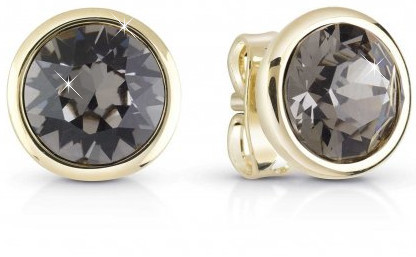 Guess Zlacené náušnice pecky s tmavým krystalem UBE83045