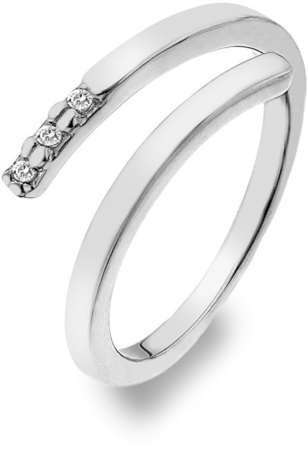 Hot Diamonds Stříbrný prsten se zirkony a diamantem Glide DR173 58 mm
