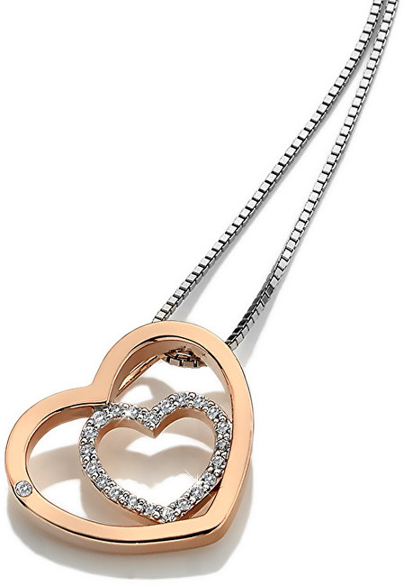 Hot Diamonds Stříbrný srdíčkový náhrdelník Adorable Encased DP692 (řetízek, přívěsek)
