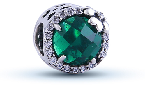 Infinity Love Stříbrný korálek se zeleným krystalem HSZ-1094-G-D