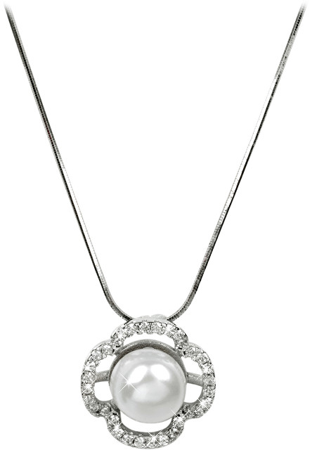 JwL Luxury Pearls Elegantní náhrdelník s perlou a krystaly JL0177