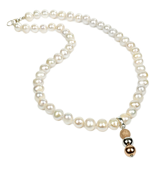 JwL Luxury Pearls Náhrdelník z bílých perel s přívěskem JL0056