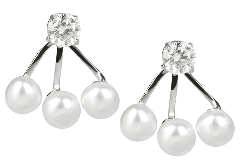 JwL Luxury Pearls Náušnice 2v1 s pravými perlami a krystaly JL0302